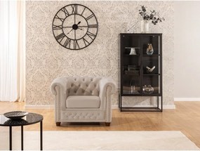 Bézs bársony chesterfield fotel York Blik – Ropez