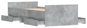 betonszürke ágykeret fej- és lábtámlával 90 x 190 cm