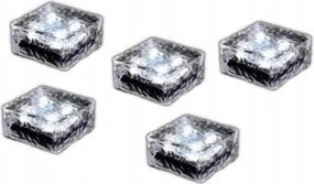 Napelemes Lámpa Hideg Fehér 4LED Kerti Terasz Üveg Kocka 5 Db