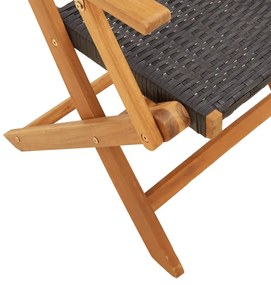 vidaXL 3 részes fekete polyrattan és tömör fa bisztrószett