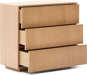 Natúr színű komód tölgyfa dekorral 90x79x50 cm Helvine – Kave Home