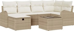 vidaXL Kanapé Szett párnával tárolóval 7 pcs Beige és krém polirattan