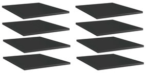8 db magasfényű fekete szerelt fa könyvespolc 40 x 50 x 1,5 cm