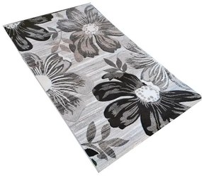 Ingrida Modern Futószőnyeg 80 x 300 cm Fekete Szürke Virágmintás