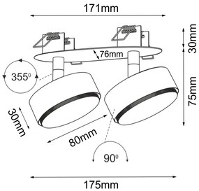 Brosline 3276 - Beépíthető mennyezeti spotlámpa DROP 2xGX53/9W/230V fehér