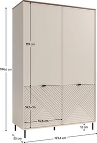 Szekrény, kasmír/castello tölgy, EYCO 4D