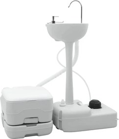 vidaXL Kemping WC Készlet 2 pcs Szürke és Fehér