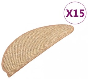15 db világosbarna öntapadó lépcsőszőnyeg 65x21x4 cm