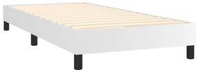 fehér műbőr rugós ágy matraccal 100 x 200 cm