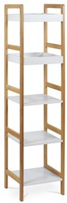 DR-013-5 bambusz tárolóállvány fehér MDF polcokkal, 5 rekeszes