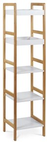 Dr-013-5 Öt Részes Tároló Állvány Bambuszból Natúr Színben, Fehér Mdf Polcokkal. Teherbírás: 15 kg