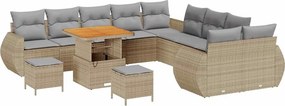 vidaXL Kerti Kanapé Szett 13 pcs Bézs polirattan