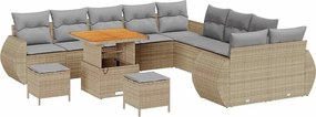 vidaXL Kerti Kanapé Szett 13 pcs Bézs polirattan