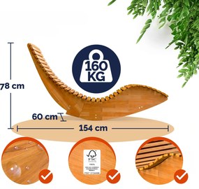 Casaria® Ergonomikus napozóágy - akác