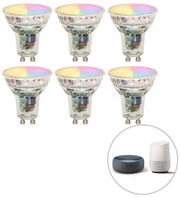 6 db-os kĂ©szlet okos GU10 LED izzĂłk RBGW 4.5W 350lm 2700K