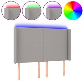 világosszürke szövet LED-es fejtámla 147x16x118/128 cm