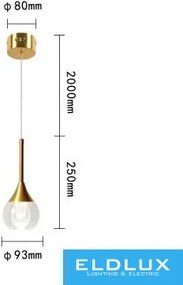 UNIVERSO Függeszték LED 5w 400lm 4000k ∅93x250mm IP20 arany