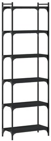 6 szintes fekete szerelt fa könyvespolc 60 x 30 x 188 cm