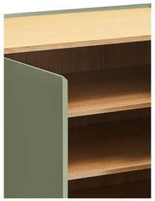 Zöld magas komód tölgyfa dekorral 95x120 cm Arista – Teulat