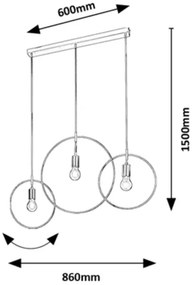 Rabalux 72019 - DILARA 3xE27/40W/230V függeszték kábellel