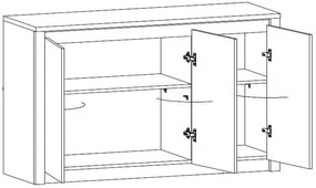 Montana K3D 3 ajtós komód Sötétszürke N