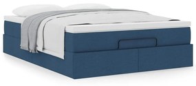 Ottomán ágykeret matraccal Kék 140x190cm anyaggal
