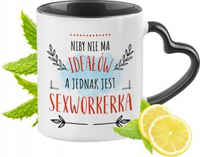 Szexmunkásoknak Fekete Bögre Szív Alakú Füllel Ajándék