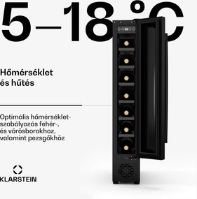 Klarstein Vinovilla 7 Uno borhűtő, 1 hűtési zóna, 7 palack, fa polcok, 5-18 °C