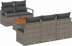 vidaXL Kerti Kanapé Szett tárolóval 6 pcs Szürke polirattan