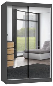 Aldabra IGA 120 A tolóajtós gardróbszekrény 120x61x200, 2 tükörrel, antracit- tölgy