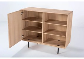 Fekete-natúr színű tölgyfa alacsony komód 118x100 cm Fina – Gazzda