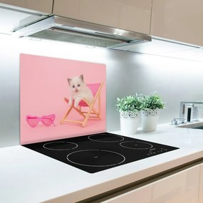 Üveg vágódeszka Cat egy nyugágyon 60x52 cm