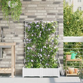 Trellises Kert CserĂ©p 2 db FehĂ©r 80x40x125,5 cm