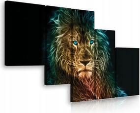 Vászonkép 170x100 Oroszlán neon ragyogás absztrakt modern digitális energia erő