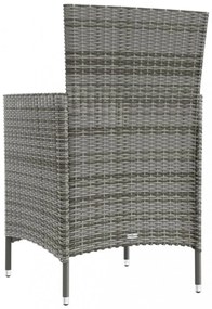 vidaXL 3 részes szürke polyrattan kültéri étkezőszett párnákkal