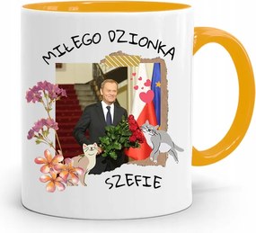 Donald Tusk Sárga Bögre Platform Ajándék fényképes nyomtatással