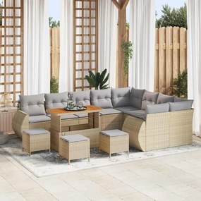 vidaXL Kerti Kanapé Szett 13 pcs Beige és Világosszürke Poly Rattan