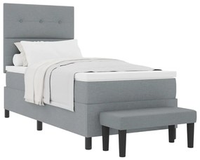 Box Spring Ágy Matraccal és Pad Világosszürke 80x200 cm Szövet