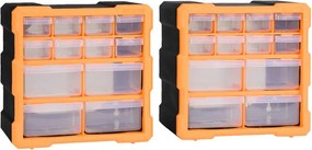 vidaXL 2 db többfiókos szervező 12 fiókkal 26,5 x 16 x 26 cm
