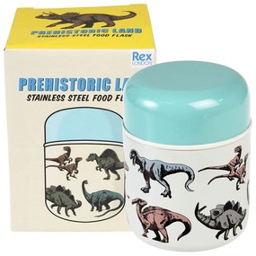 Kék-krémszínű ételtartó gyerek termosz 280 ml Prehistoric Land – Rex London