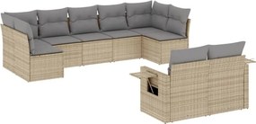 vidaXL 9 részes bézs polyrattan kerti ülőgarnitúra párnákkal