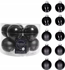 Üveggömbök 6cm 10db karácsonyfára fényes matt fekete karácsonyfadísz