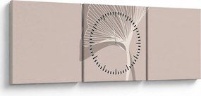 Kép - Bézs színű levelek N⁰4 (órával) (90x30 cm)