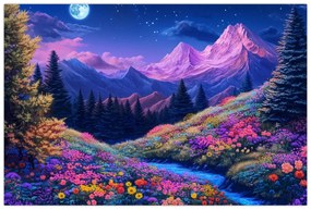Kép - Lila táj teljes holdfénynél (90x60 cm)
