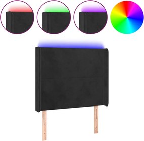 vidaXL fekete bársony LED-es fejtámla 103x16x118/128 cm