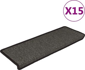 vidaXL 15 db szizál hatású antracitszürke lépcsőszőnyeg 65x21x4 cm