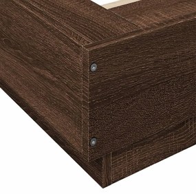 barna tölgyszínű szerelt fa ágykeret LED-del 100 x 200 cm