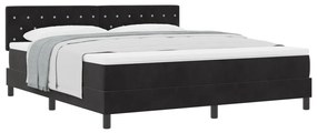 Boxspring Ágy Matrac Készlettel Fekete Szuper Király Méretű Bársony