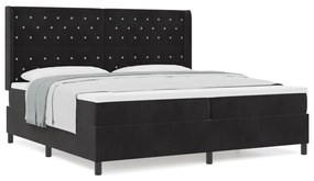 Boxspring Ágy Matracra Fekete 200x200 cm Bársonyos