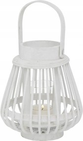 Bambusz Lampion dekoratív fehér, Fogantyúval